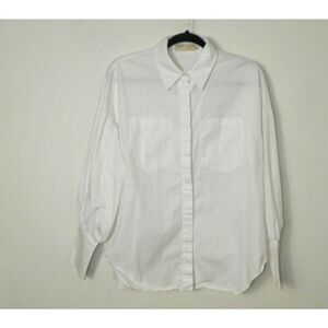 Choosy  Blouse Women's Size X-Small White Front Back Button Up Shirt Long Sleeve